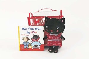 Portada del producto:  Pep i Mila. Lot Què fem avui? Llibre + nino Mila