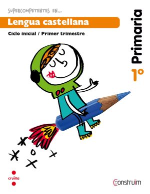 Portada del producto:  Supercompetentes en… Lengua castellana. 1 Primaria, 1 Trimestre. Construïm. Cuaderno