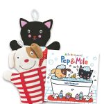 Portada del producto:  Pep i Mila. Lot A la banyera! Llibre + manyoples